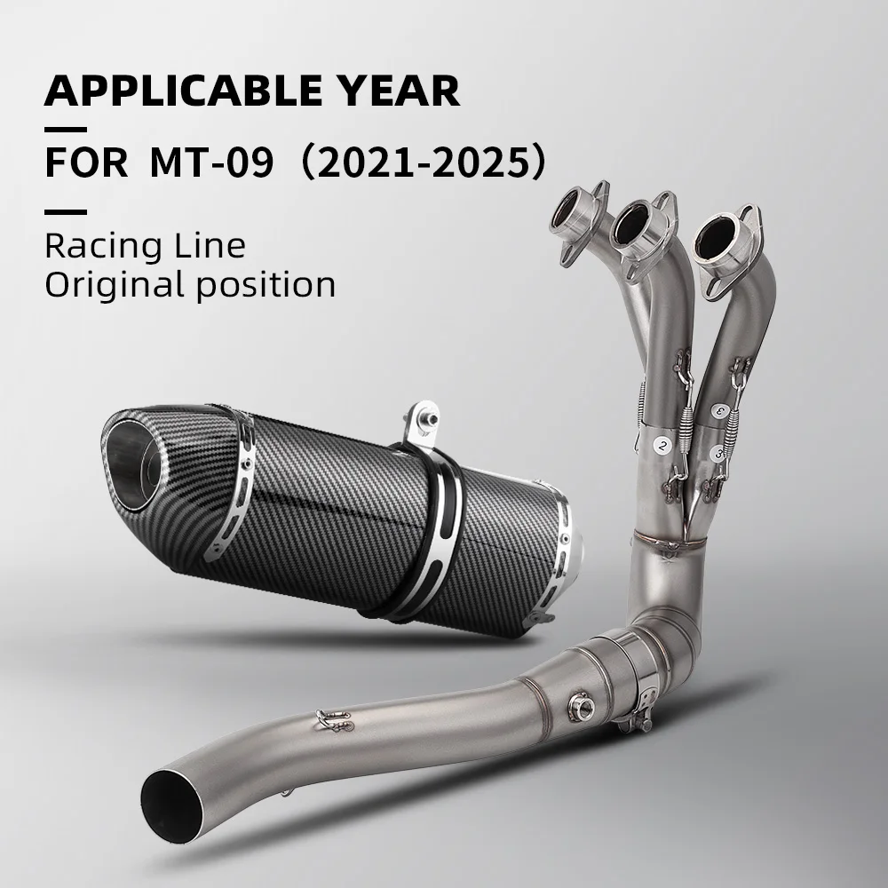 

For MT09 FZ09 XSR900 Tracer 9 2021-2025 Race R77 Stainless Muffler Full Motorcycle Systems Exhaust Escape Front Link Pipe