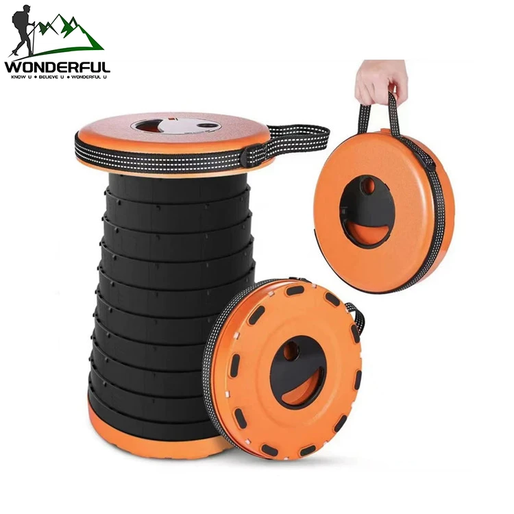 Outdoor Folding Shrinking Retractable Lighted Warning Chair Camping Night Fishing One Table Two Stools Set