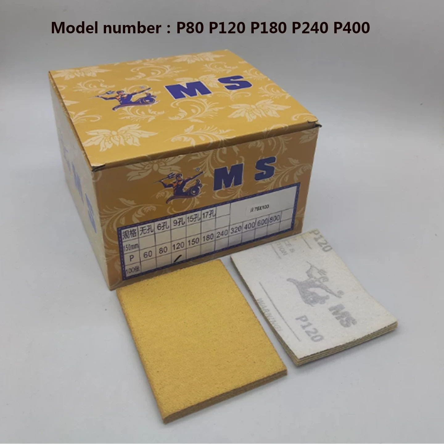 MENG SHI 75*100mm Square dry sandpaper Car paint surface treatment Sanding of putty Sharp and durable 100pcs