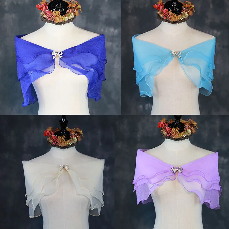 Bolero de encaje para mujer, capa nupcial negra, champán, roja, azul, púrpura, blanca, rosa, accesorios de boda