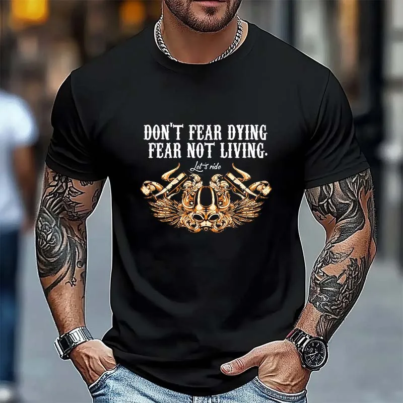 

Let's Ride Motorcycle Riders Bikers Quote T-Shirt 100% Cotton O-Neck Summer Short Sleeve Casual Mens T-shirts