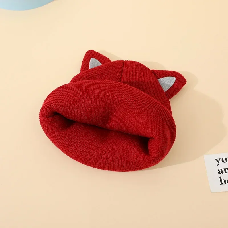 New Korean Warm Hat for Toddler Kawaii Cat Beanie for Kids Boy Girl Warm Elastic Baby Hat for 1-5 Year Clothes Accessories