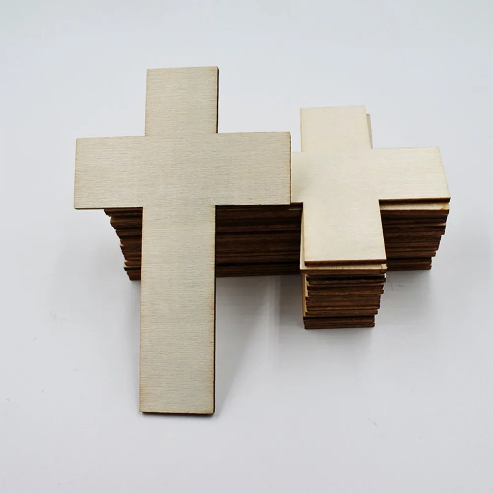 

50Pcs Wooden Cross Cutouts Light Weight Smooth Surface DIY Craft Blank for Graffiti Painting Creative Home Decor Wall
