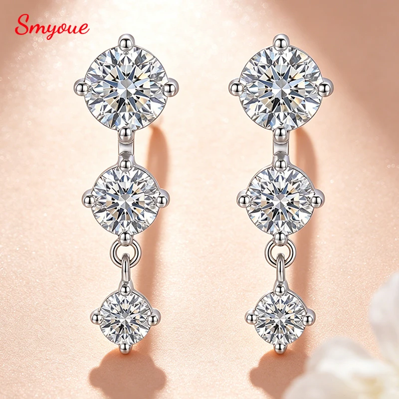 

Smyoue Gradient Gemstone All Moissanite Drop Earrings for Women Girls Female Luxury Jewelry Lab Diamond Pure 925 Silver Earring
