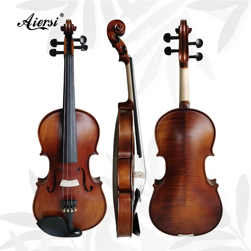 

Aiersi brand Hot sale handmade stringed instruments violins high grade solid flame maple violin with ebony fittings