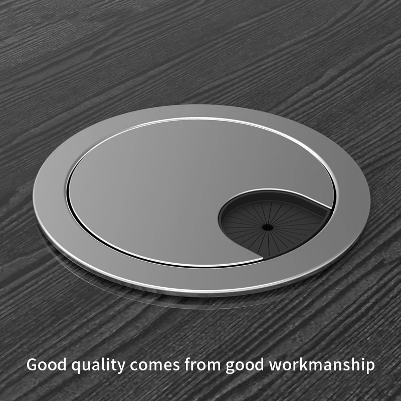 Desk top wire hole cover plate Computer desk threading box opening 50 53 60mm Desk round hole decorative cover Black Silver