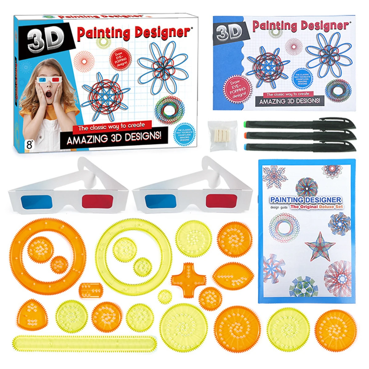 Spirograph Set, Fun Shapes Drawing Art Set Classic Gear Design Drawing Set Toys For Kids 8+ Some Parts are Sent Random