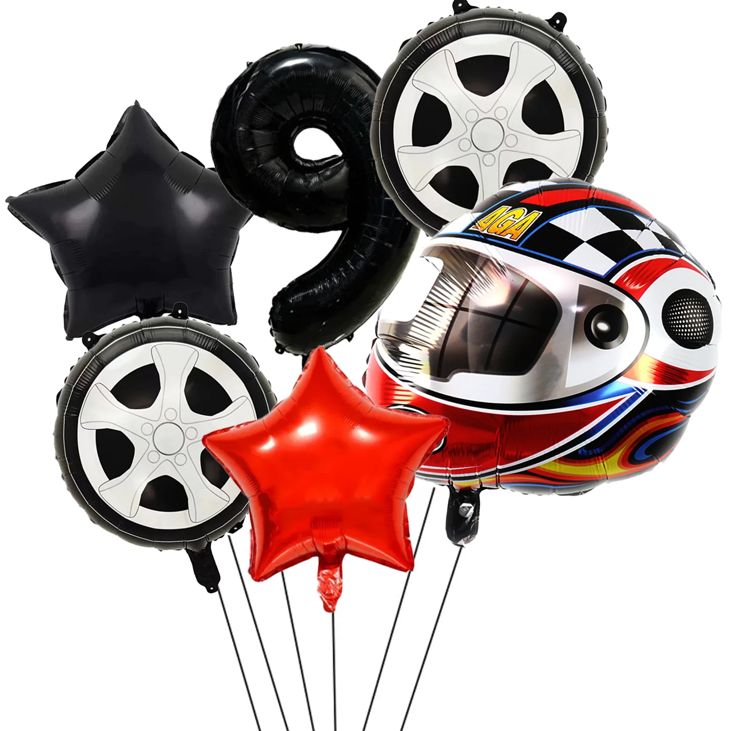 

Motor Helmet Birthday Party Balloon Wheel Tire Racing 32inch Number Balloons Boys Race car Dirt Bike Motorcross Wheel Supplies