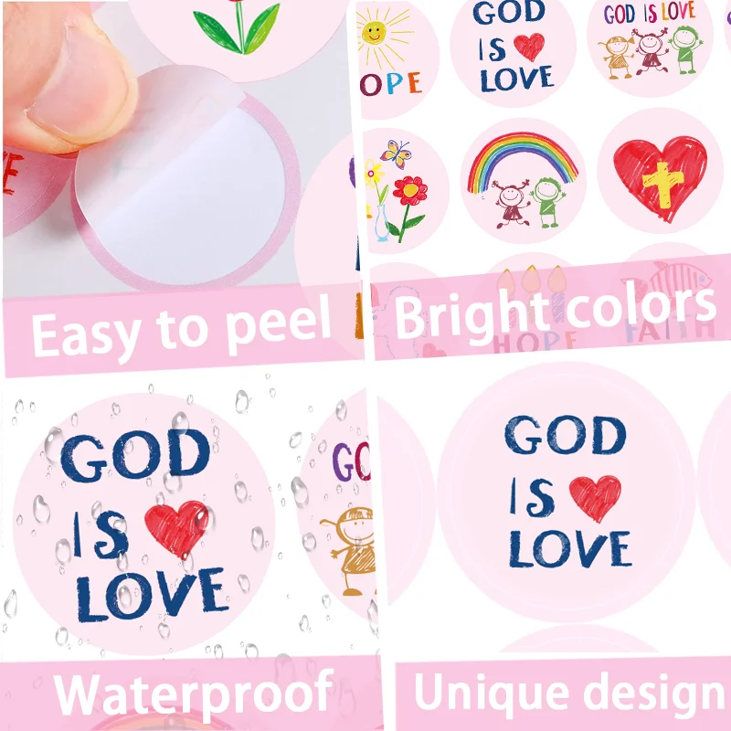 200 Pcs Christian Religious Stickers for  Jesus Christian Faith Shape Stickers Religious Easter Stickers
