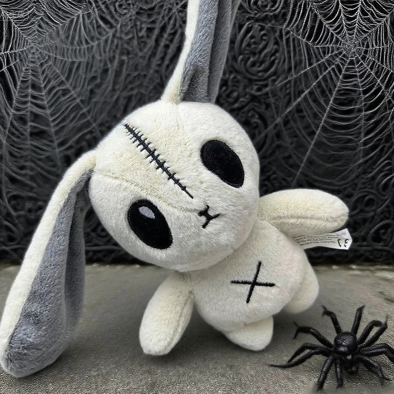 ハロウィンペットぬいぐるみクリエイティブウサギグレーと白の長い耳のぬいぐるみかわいいホラー人形誕生日プレゼントハロウィン装飾