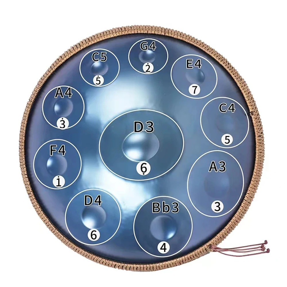 Steel Tongue Drum for Yoga Meditation,Handpan,Musical Instruments,Gift for Beginner,Blue, 9,10,12 Notes,D Minor,22 in,440Hz432Hz