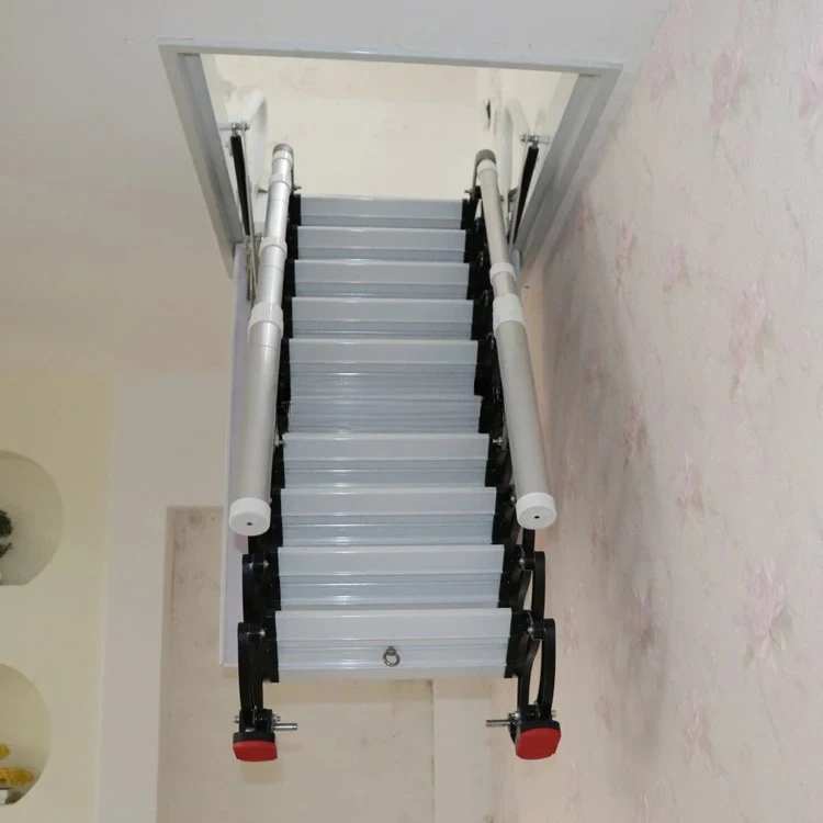 Attic Ladder, 300KG Heavy Duty Steel Telescopic Folding Stairs, Portable Extension Ladder for Home Loft Roof