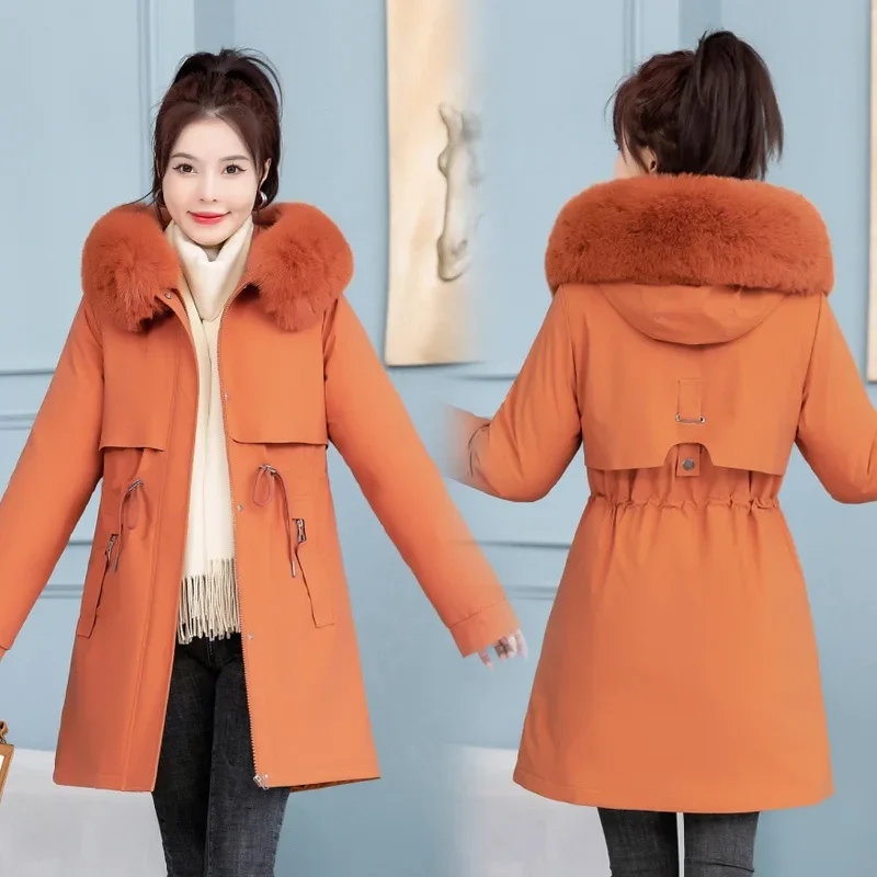 Parkas de algodão soltas de médio a longo coreano para mulheres, casaco feminino, brisa fresca e doce, roupa regular, novo, outono, inverno, 2023