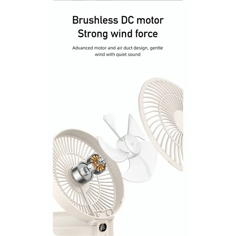 

*X07A Desktop Lamp Fan Foldable Retractable Small Fan Mini Portable Charging USB Home Low Noise Wall Hanging Electric Fan-B