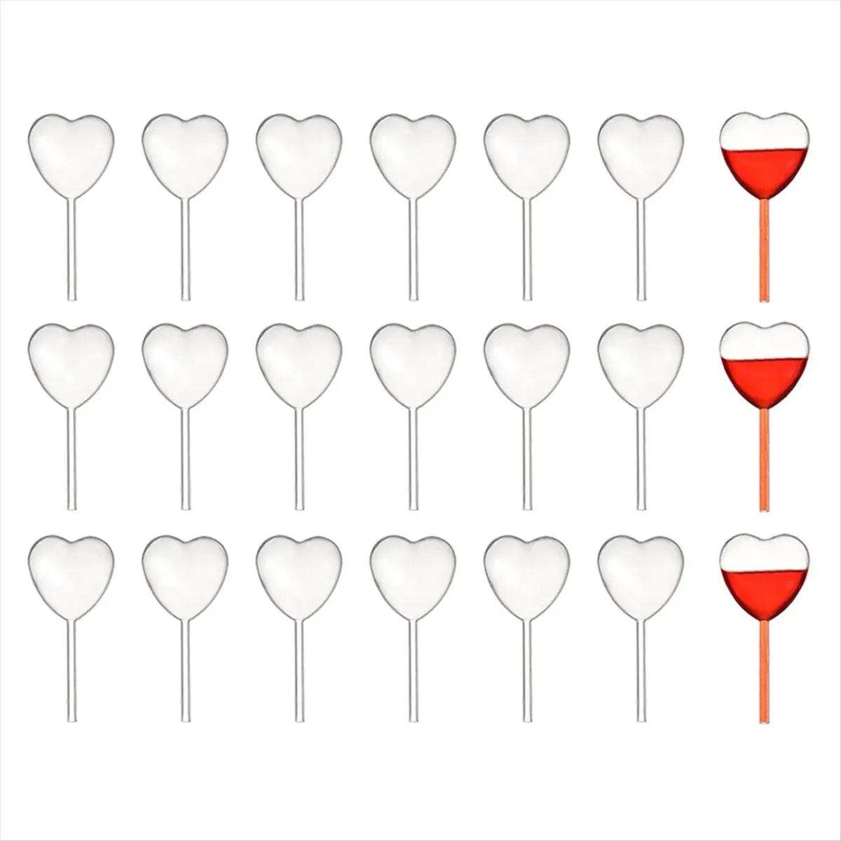 MALL 100 Piece Paper Cupcake and Jam Dropper Decoration Set, Plastic Eye Dropper, Dessert Pipette (Heart-Shaped)