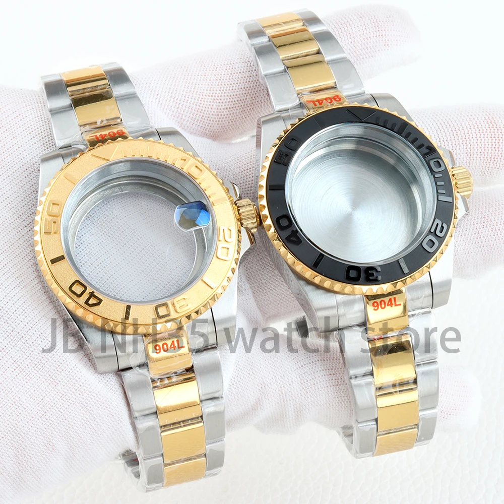 

Gold Silver 40MM Watch Case Jubilee/Oyster Bracelet For Submariner GMT NH34 NH35 NH36 Movement 28.5mm Dial YACHT-MASTER Case