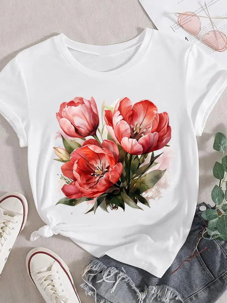 T-shirt grafiche di tendenza adorabile T-shirt grafiche moda casual manica corta O-collo abbigliamento per donna T-shirt top vestiti di stampa