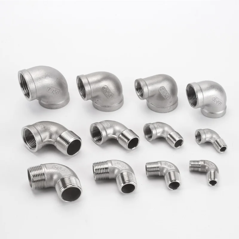BSP 1/8" 1/4" 3/8" 1/2" 3/4" 304 스테인리스 스틸 조인트 암/수나사 90도 엘보 감속 직경 나사식 파이프 피팅