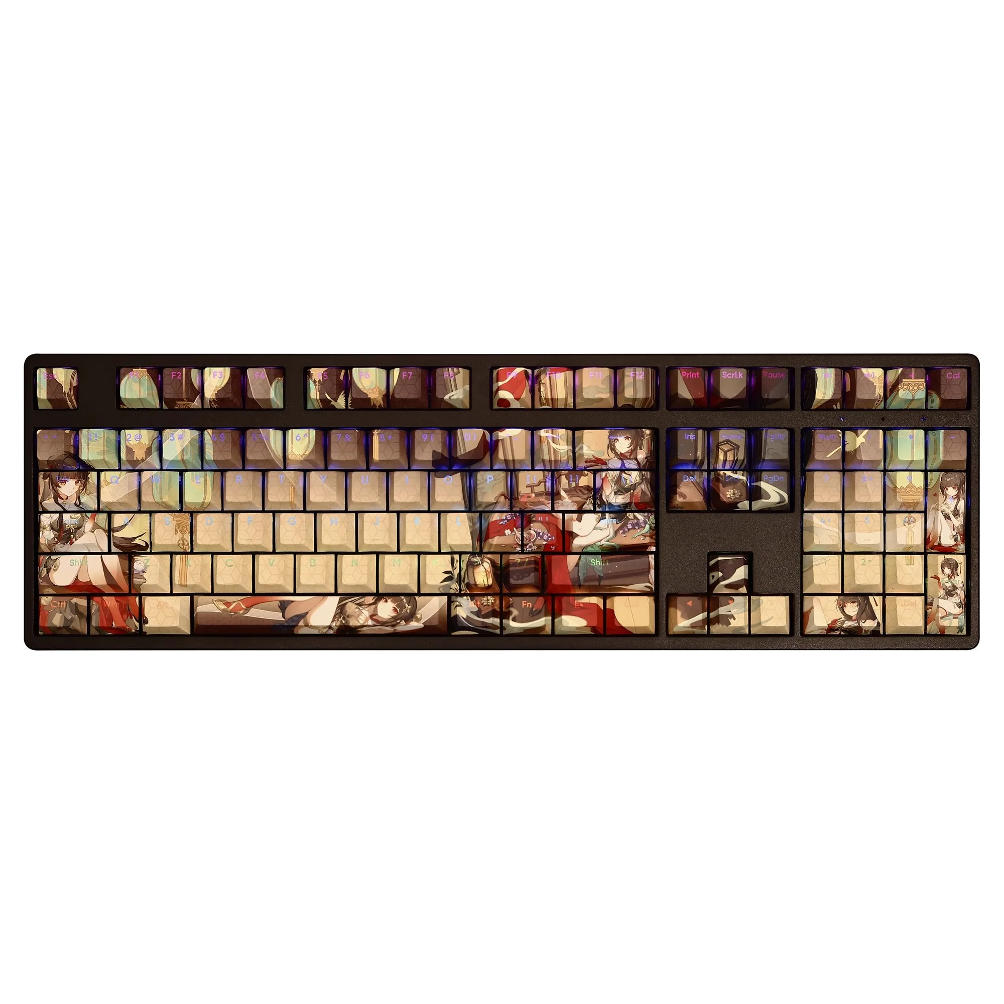 Imagem -02 - Desenhos Animados Anime Gaming Key Caps Pbt Backlit Keycaps Conjuntos para Teclado Honkai Star Trilho Lingsha Ansi 61 87 104 108 108