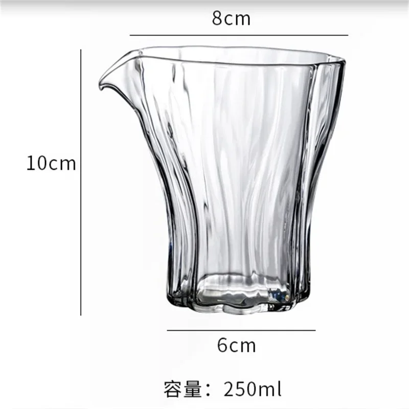 250ml Bark pattern Glass Tea Pitcher Fair Cup Tea Coffee Server Chahai Tea Ceremony Glass Serving Teacup Coffee Pot Wine Jug
