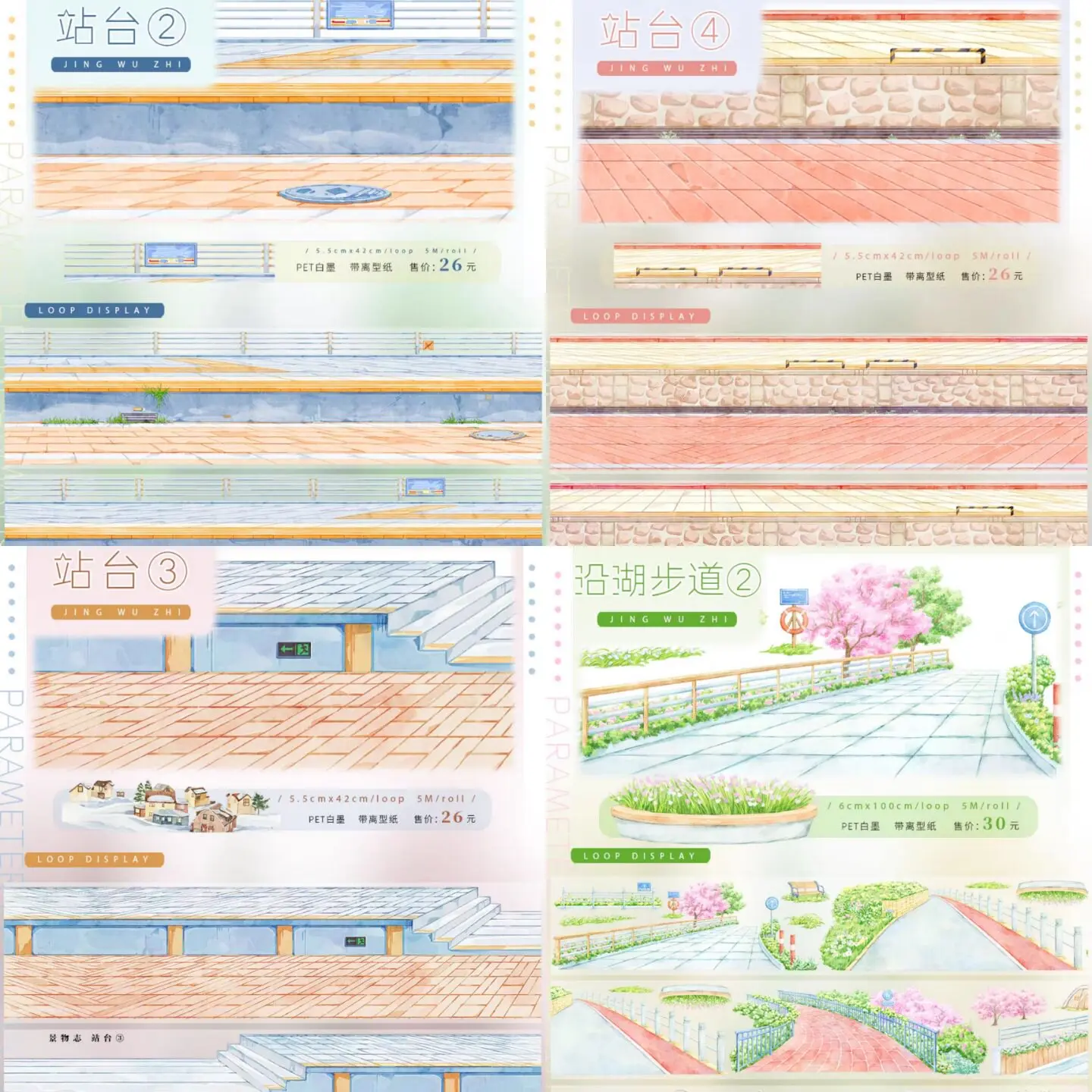 1 Loop PET Tape Street Road Platform Seaside Pedestrian Guardrail Basic Style Road Surface Decorative Sticker