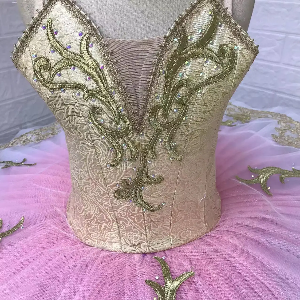 Saia de balé profissional tutu cor gradiente ouro