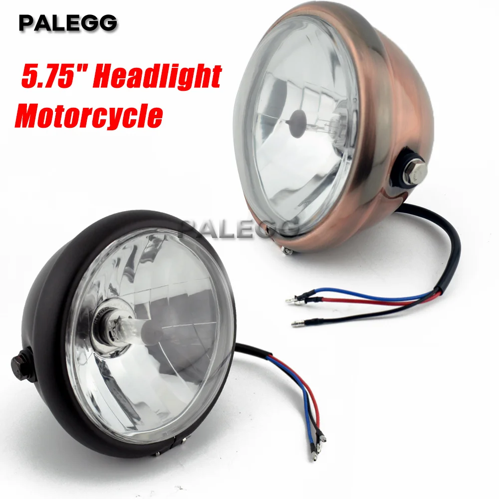 

5,75-дюймовая винтажная фара H4 — настоящая стеклянная линза, отделка маяка для мотоциклов Harley, Cafe Racer, Chopper, Bobber Custom