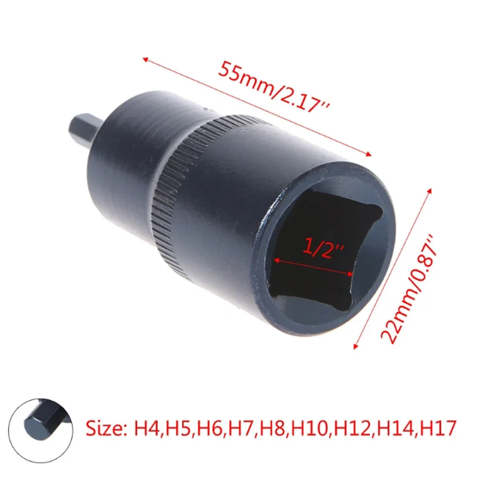 Imagem -04 - Polegada Unidade Hexágono Soquete Chave de Fenda Liga Aço Hex Bit Catraca Soquete h4 h5 h6 h7 h8 H10 H12 H14 H17 1pc 55 mm