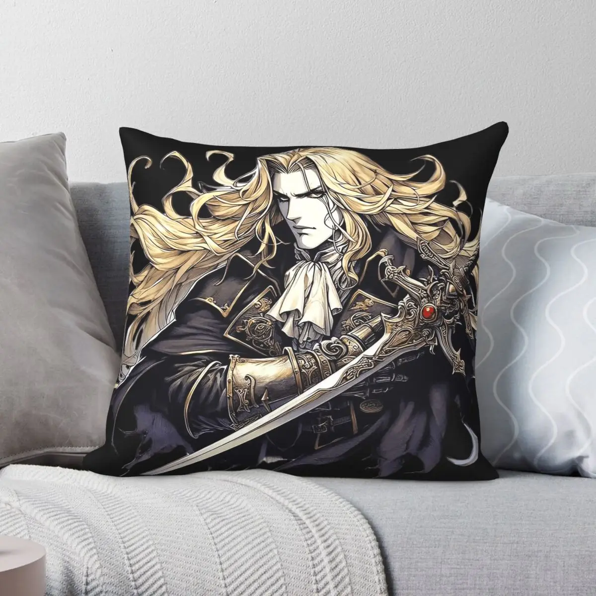 Alucard Castlevania Game Pillowcase Polyester Linen Velvet Printed Zip Decor Throw Pillow Case Sofa Cushion Cover 45x45