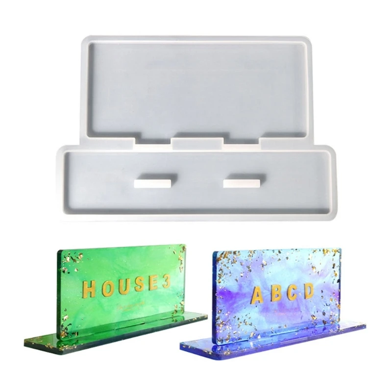 Rectangle Mold with Stand Holder Set,Photo Frame Resin Mold Table Ornaments Silicone Mold for DIY Desktop Number Plate Dropship