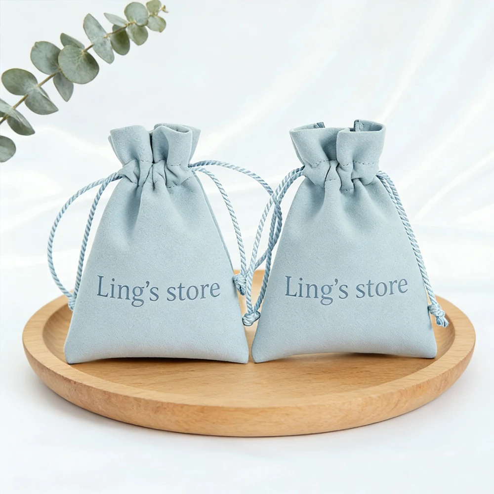 

100 шт. персонализированных мешочков из микрофибры с тисненым логотипом, на заказ с печатью имени, для хранения колец, брошей, конфет, упаковка