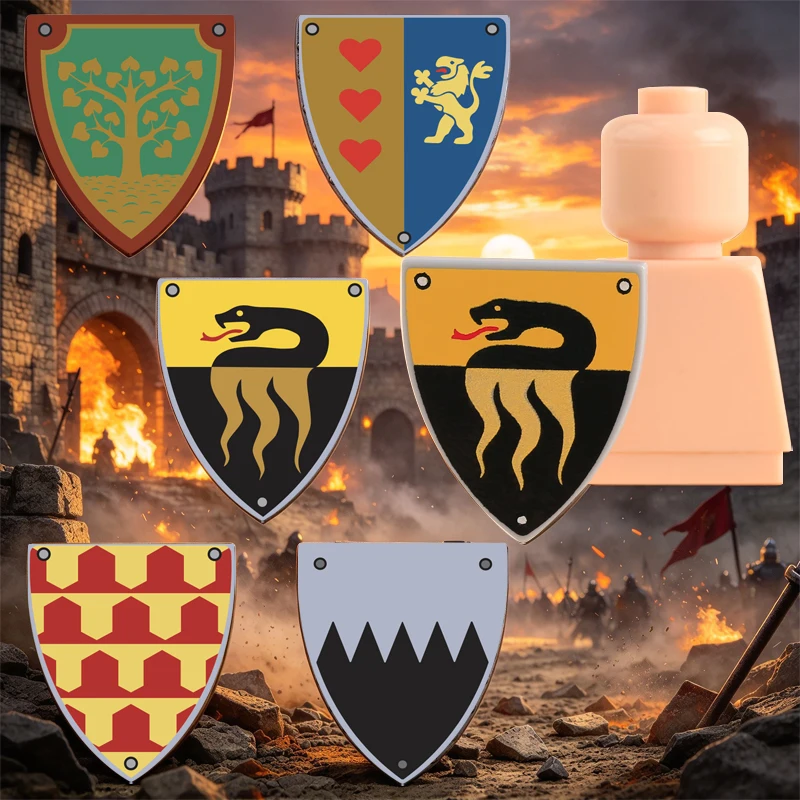 MOC Medieval Soldier Shields Accessories Building Blocks Castle Military Knights Handheld Parts Warrior Army Bricks Toys Gifts