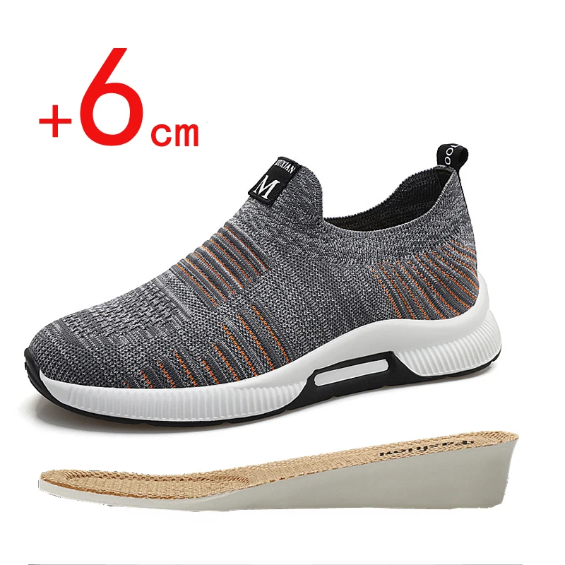 

Sneakers Men Elevator Shoes Height Increase Insoles 6CM Man Mesh Sports Shoes Hidden Heels Inside Height Increased Men Shoes