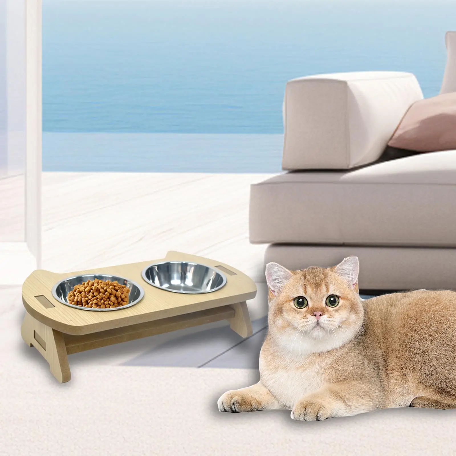 Cat Bowl No Spill Stainless Steel Raised Non Slip Pets Dish Feeding Bowl for Cats and Puppy Small Medium Large Dogs and Pets