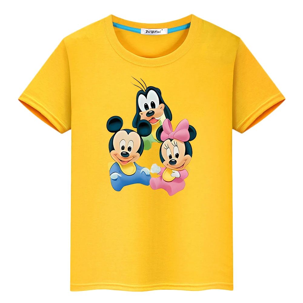 

t shirt for kids boy10years Disney Mickey Mouse Print 100%Cotton anime Tops Halloween Kawaii Short pride tshirt y2k girl clothes