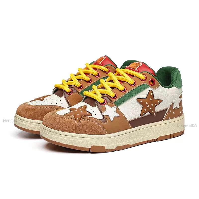 

Women Shoes for Men Tennis Retro Y2K Star Punk Hip-hop Skateboard Shoes Burger Fries Fashion Sneakers Couples Sports Casual Shoe