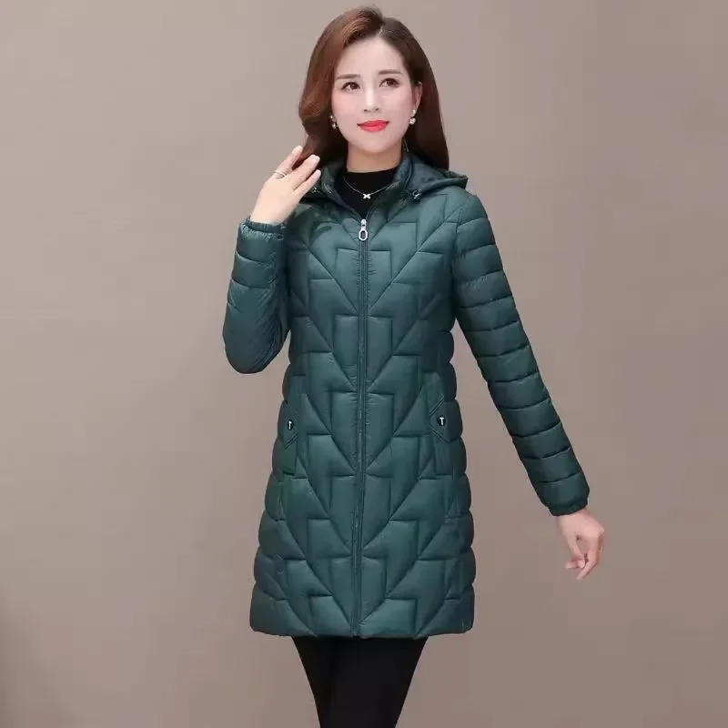 Mid-long Parka Light Jacket Mother's Autumn Down Cotton Coat Women's Padded Coat Padded Coat Winter Parkas Jacket 6XL 2024