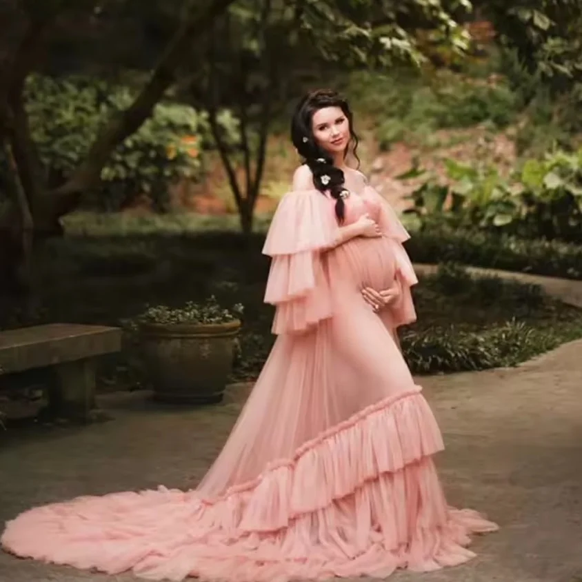 Materni Photoaphy Dres Сексуальное Tossled Knoting ot Studio Фотографии больших размеров Женский шлейф от Cusization