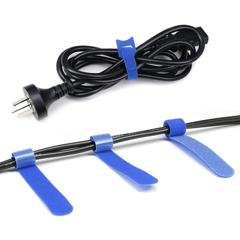 10/20/50/100Pcs Blue Reusable Fastening Cable Tie Adjustable Nylon Hook and Loop Line Ties DIY Cable Organizer Management Strap