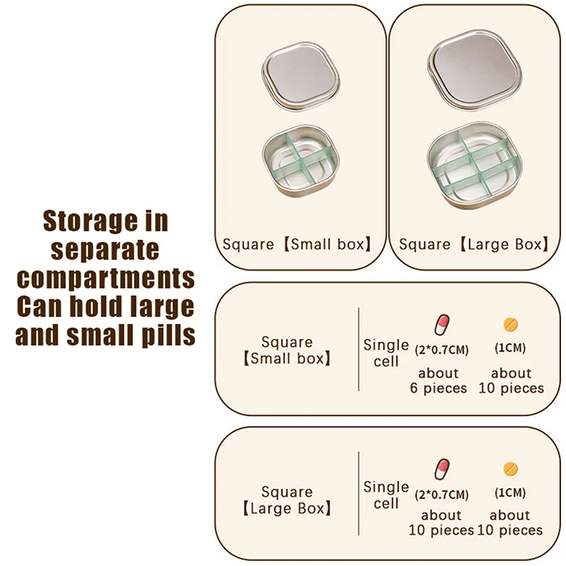 1 قطعة صندوق حبوب 4/6 شبكات الطب المنظم اللوحي مختومة صندوق تخزين السفر حبة حالة المخدرات موزع الحاويات الرعاية الصحية #3