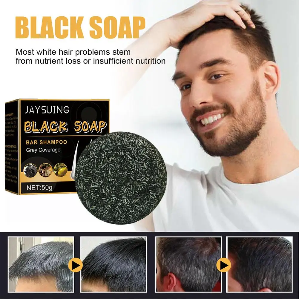 5pcs Hair Darkening Soap Shampoo Bar Fast Effective Repair Gray White Color Dye Hair Body Natural Organic Conditioner Black Soap