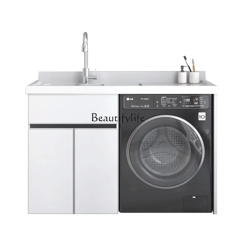 

12*Space aluminum washing machine balcony integrated cabinet combination laundry cabinet laundry pool basin significant other