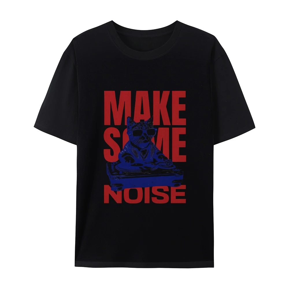 

Tee With “Make Some Noise” In Red, Edgy Graphic. Perfect For Music Lovers, Youthful Rebel Vibes.