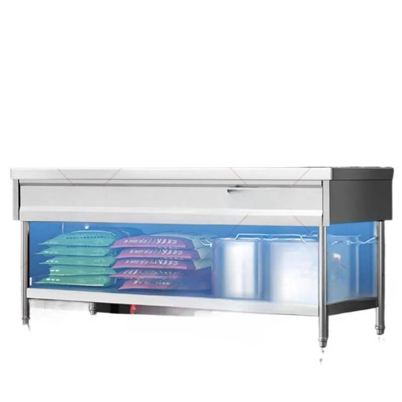 

Commercial insulation sales dining table Electric dining car table Stainless steel soup pool glass cover Fast food truck