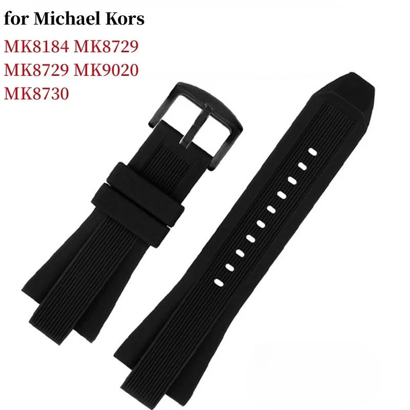 Silicone Watch Band for Michael Kors MK8184 MK8729 MK9020 MK8152 MK9020 MK9026 Raised Mouth Watch Strap Accessories 29mmx13mm