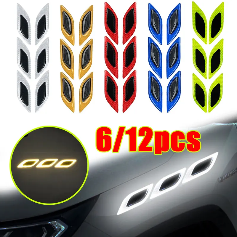 

6pcs/12pcs Car Reflective Stickers Anti-Scratch Safety Warning Sticker for Truck Auto Motor Exterior Decorative Accessories