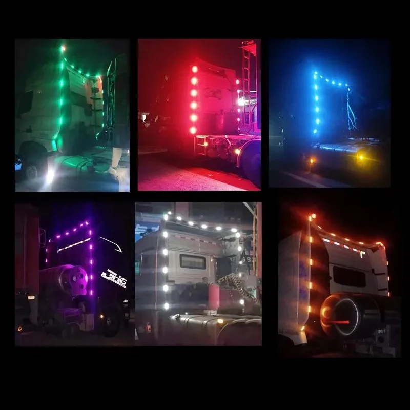 24V LED RGB Flashing Truck Ambient Light Roof Bumper Door Lamp 1.2M 2.4M 7.2M Strip Trailer Lorry Caravan Accessories Decoration