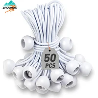 Cuerdas Elásticas con Bola ZHUOHUA, 50 Unidades, Amarillas, para Lona, Resistentes, para Camping, Resistentes a los Rayos UV, para Postes de Carpa