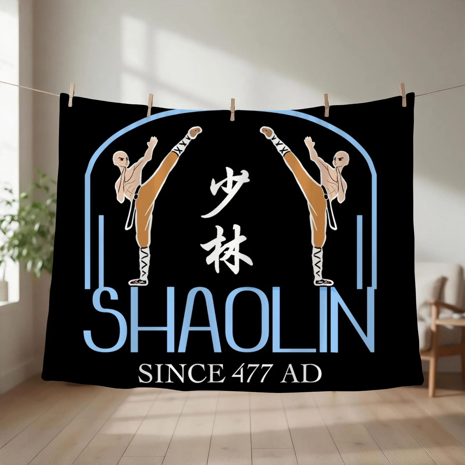 Shaolin Monks Throw Blanket couch cozy soft plush fuzzy picnic outdoor blanket