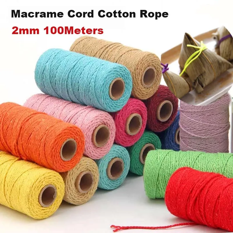 100M/Roll Macrame Cord Cotton Rope String Thread DIY Twine Crafts For Home Handmade Sewing Wedding Decoration Supply 2MM